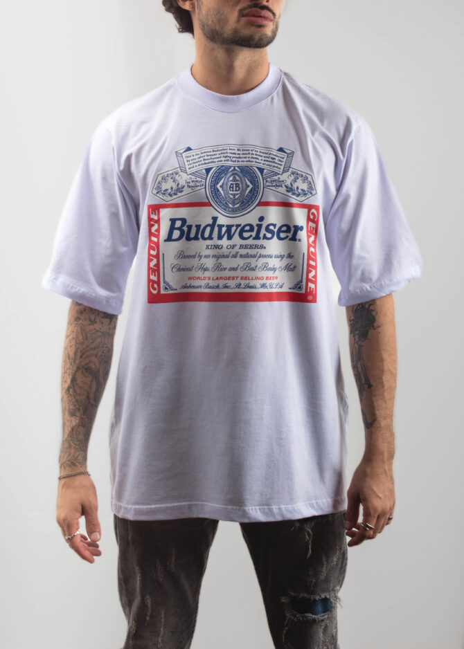 Camiseta Budweiser Rótulo - Oversized [PACK 50 UNIDADES]