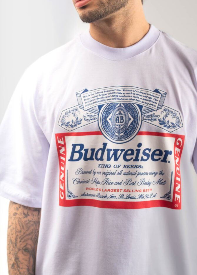 Camiseta Budweiser Rótulo - Oversized [PACK 50 UNIDADES]